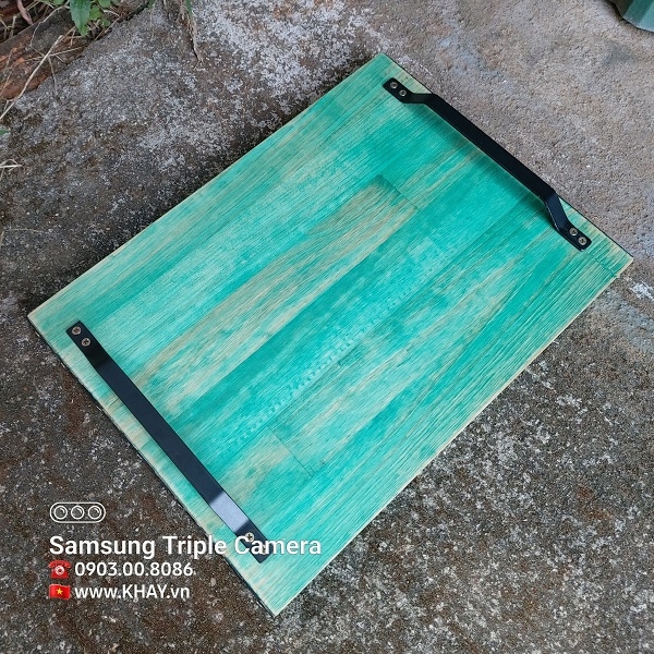 Khay gỗ xanh lá