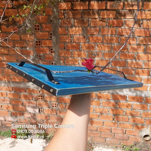 Khay gỗ xanh dương