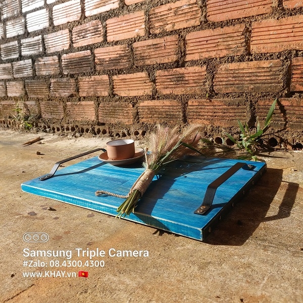 Khay gỗ xanh dương