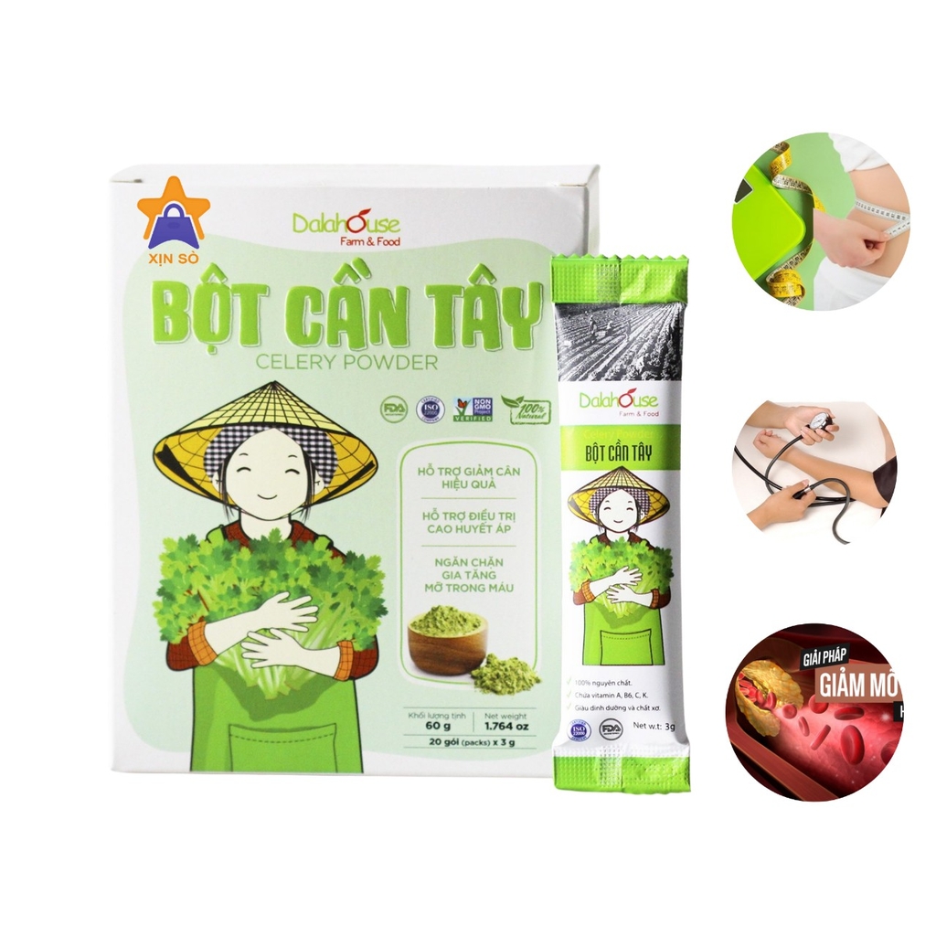 Bột cần tây nguyên chất sấy lạnh Dalahouse 60g (3g x 20 gói)