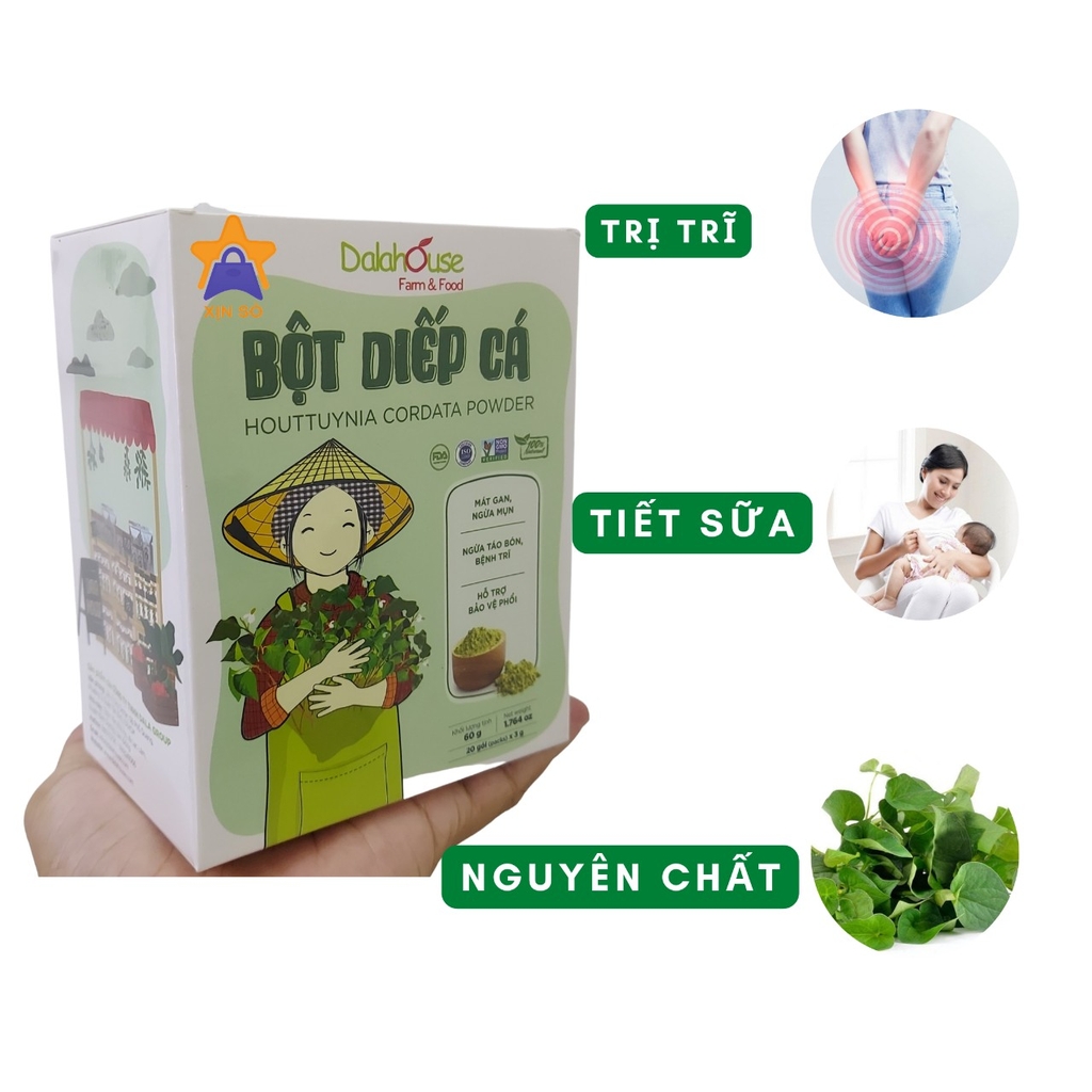 Bột diếp cá nguyên chất sấy lạnh Dalahouse hộp 60gr ( 20 gói x 3g)