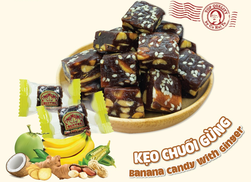 Kẹo chuối gừng đậu mè Bến Tre túi 200g