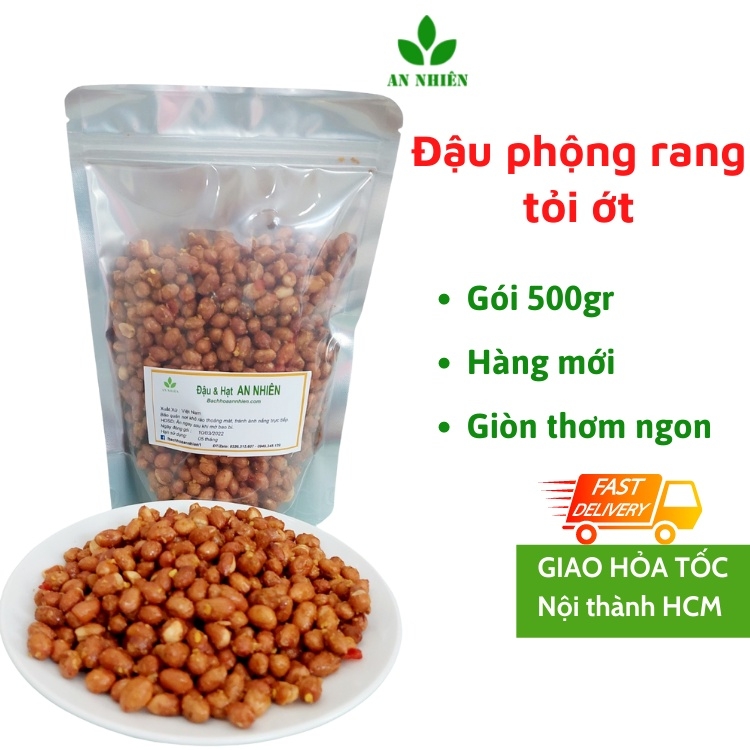 500G Lạc Rang Tỏi Ớt Thơm Ngon Đậm Vị, Đậu Phộng Rang Tỏi Ớt Giòn Ngon