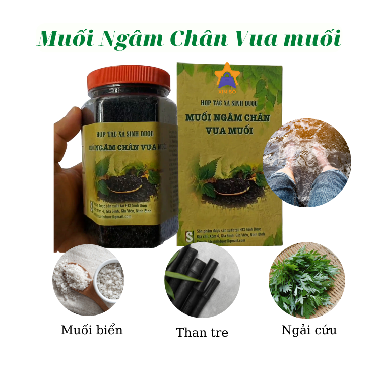 Muối ngâm chân thảo dược Vua Muối 550g, sản phẩm từ Hợp Tác Xã Sinh Dược -1