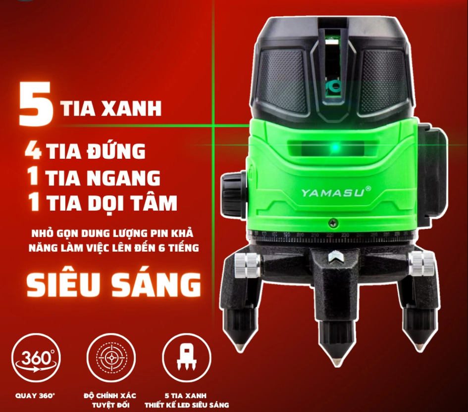 Máy cân bằng Laser YAMASU YMS-122 5 tia xanh siêu sáng
