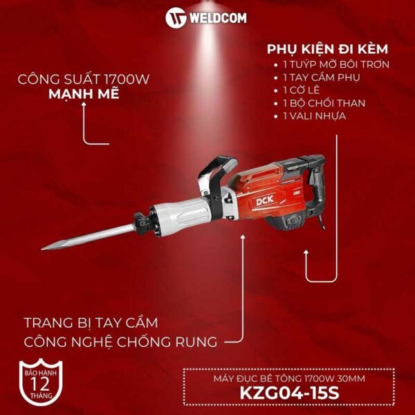 Máy đục bê tông KZG04-15S 1700W 30mm - DCK