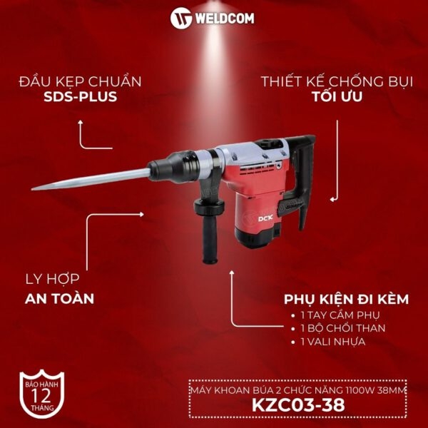 Máy khoan búa 2 chức năng KZC03-38 1100W 38mm - DCK