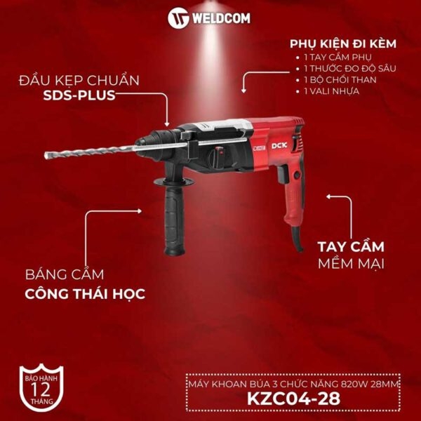 Máy khoan búa 3 chức năng KZC04-28 820W 28mm - DCK