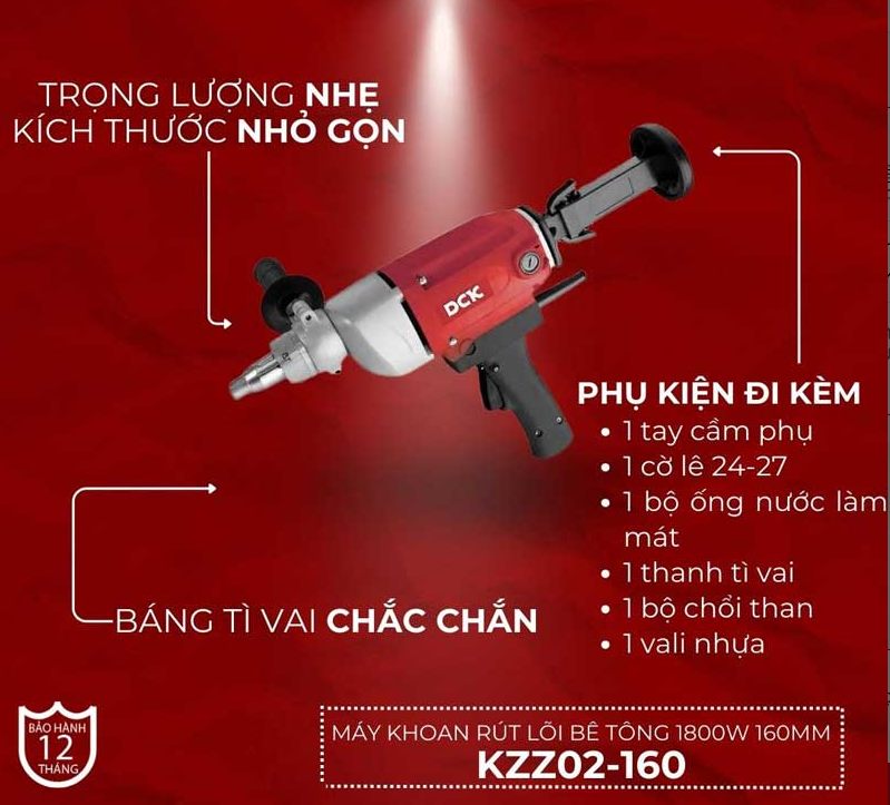 Máy khoan rút lõi bê tông KZZ02-160 – DCK 1800W 160mm