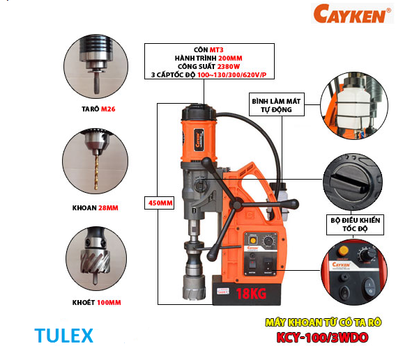 Máy khoan từ Cayken KCY-100/3WDO