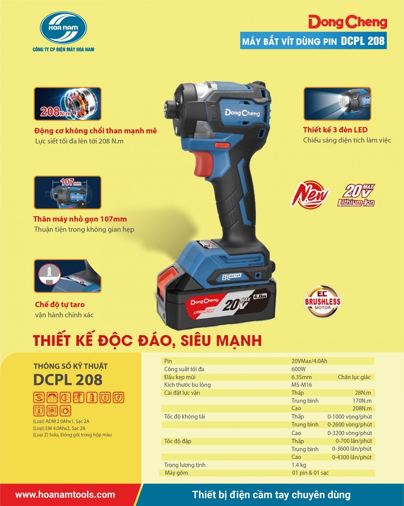 Máy vặn vít dùng pin Dongcheng DCPL 208