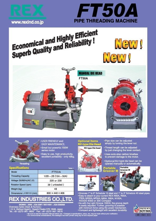 Máy Tiện Ren Ống REX - Nhật FT50A (21-60MM)