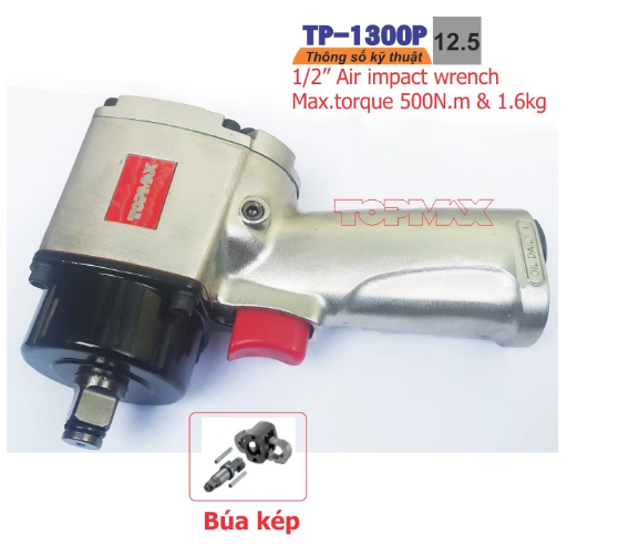 Súng xiết bulong đầu ngắn 1/2'' TP-1300P