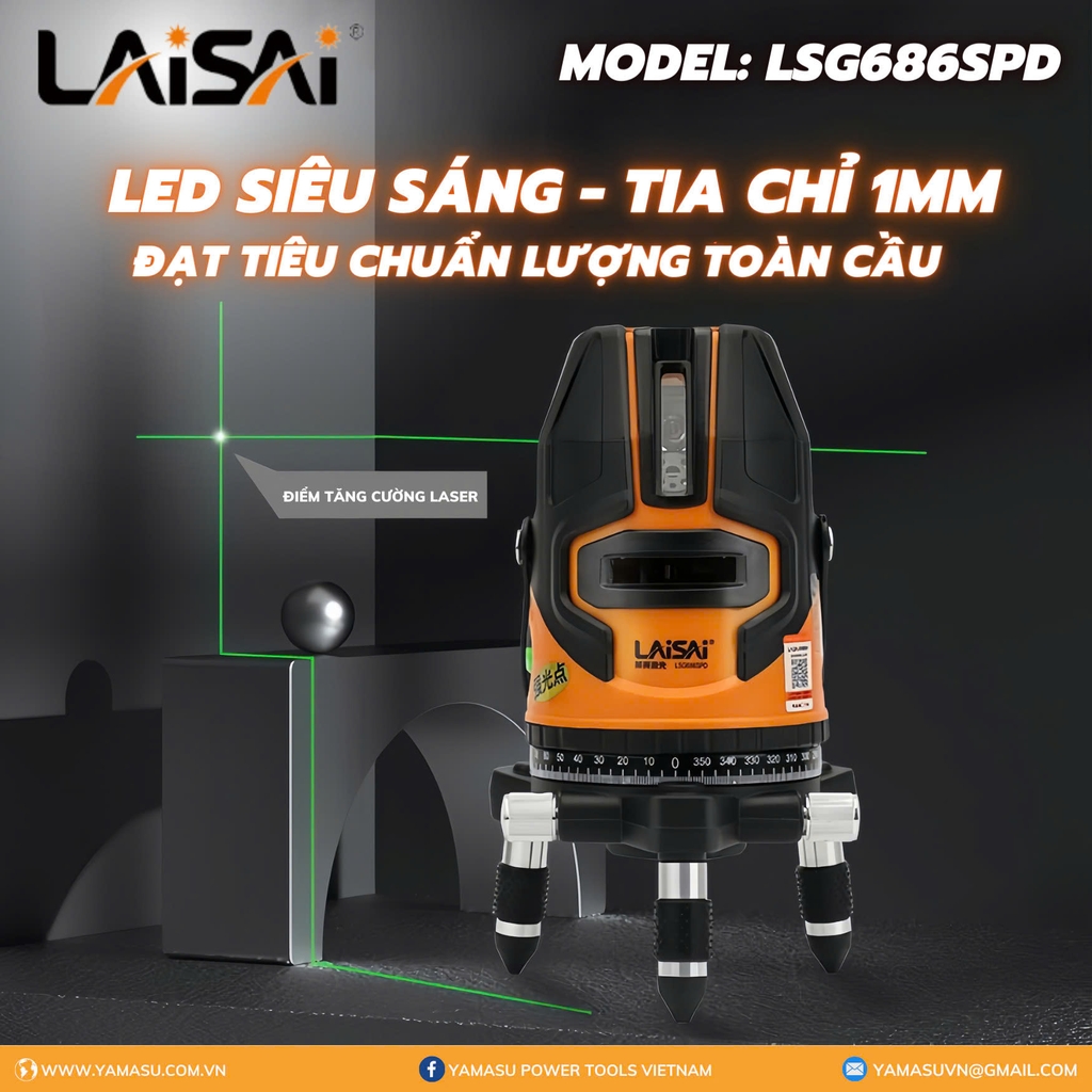 Máy cân bằng laser 5 tia xanh Laisai LSG686SPD