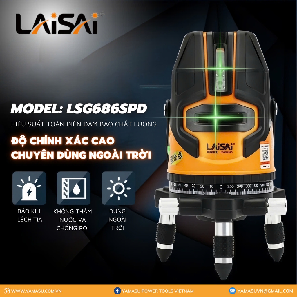 Máy cân bằng laser 5 tia xanh Laisai LSG686SPD
