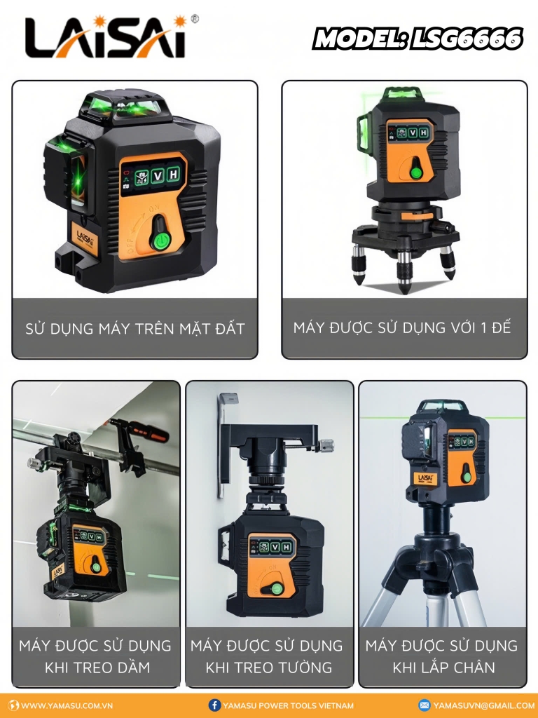 Máy cân mực laser 12 Tia xanh Laisai LSG6666