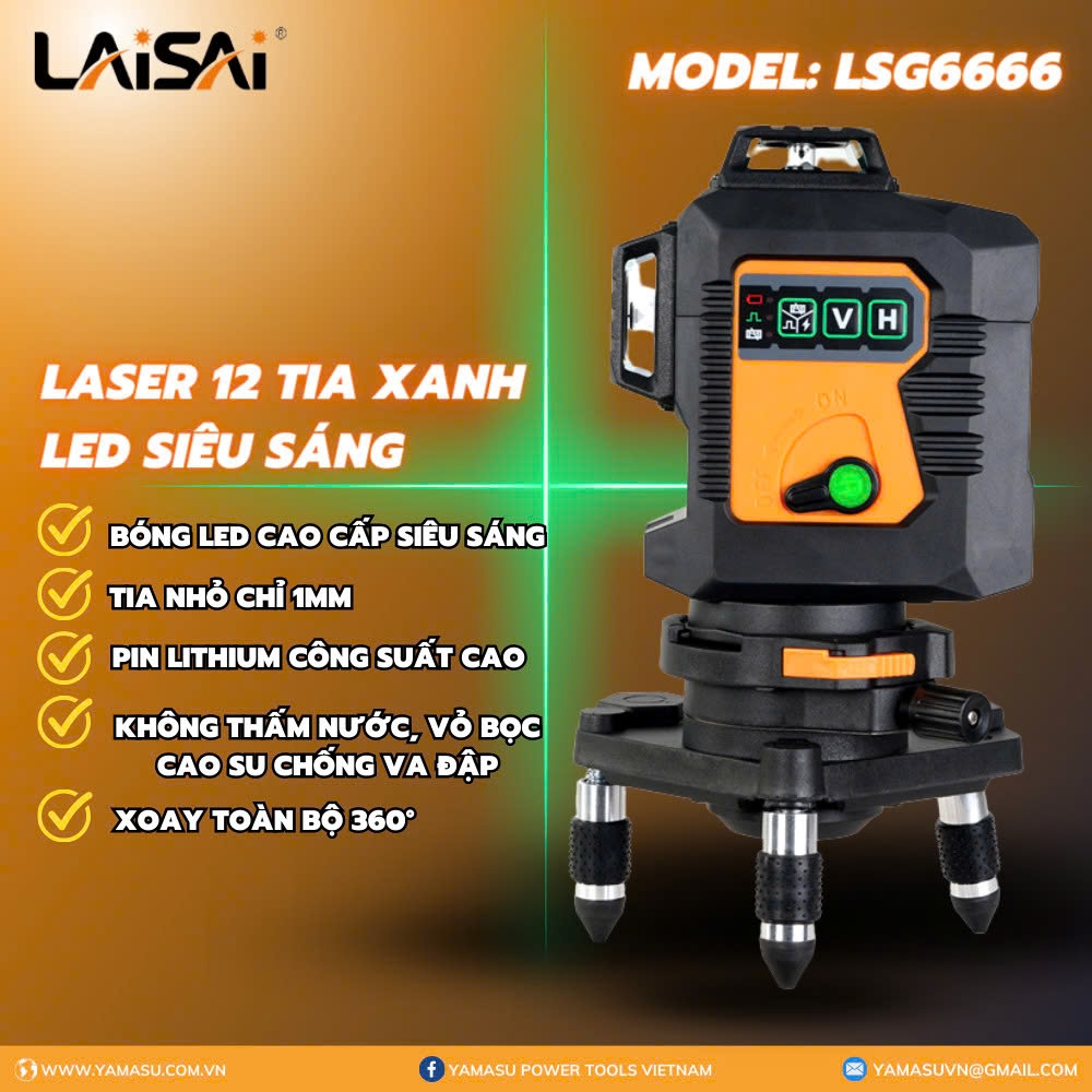 Máy cân mực laser 12 Tia xanh Laisai LSG6666