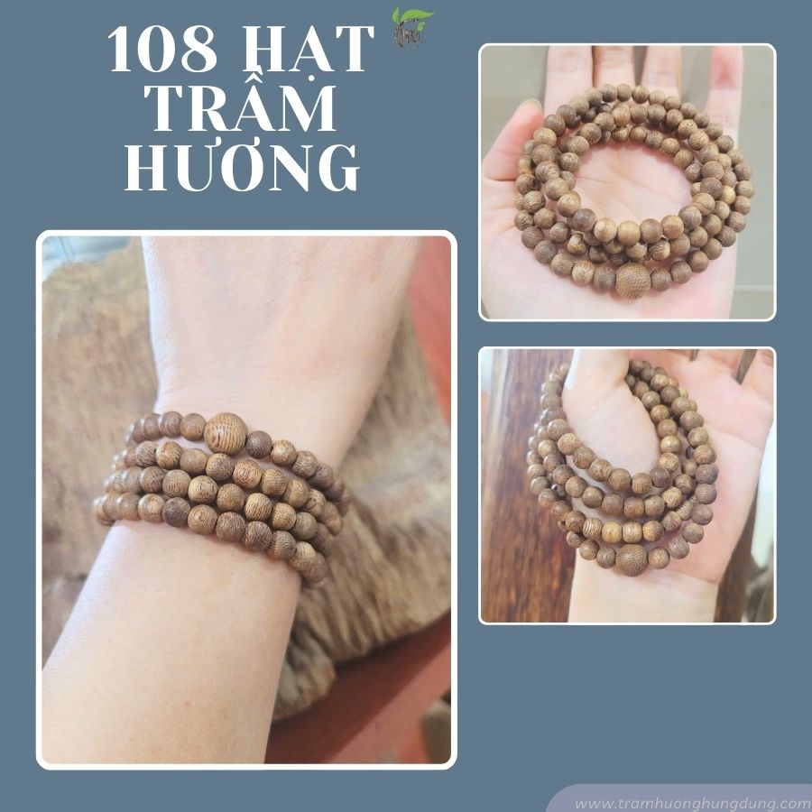 VÒNG TAY 108 HẠT TRẦM HƯƠNG TỰ NHIÊN SIZE 6 LI