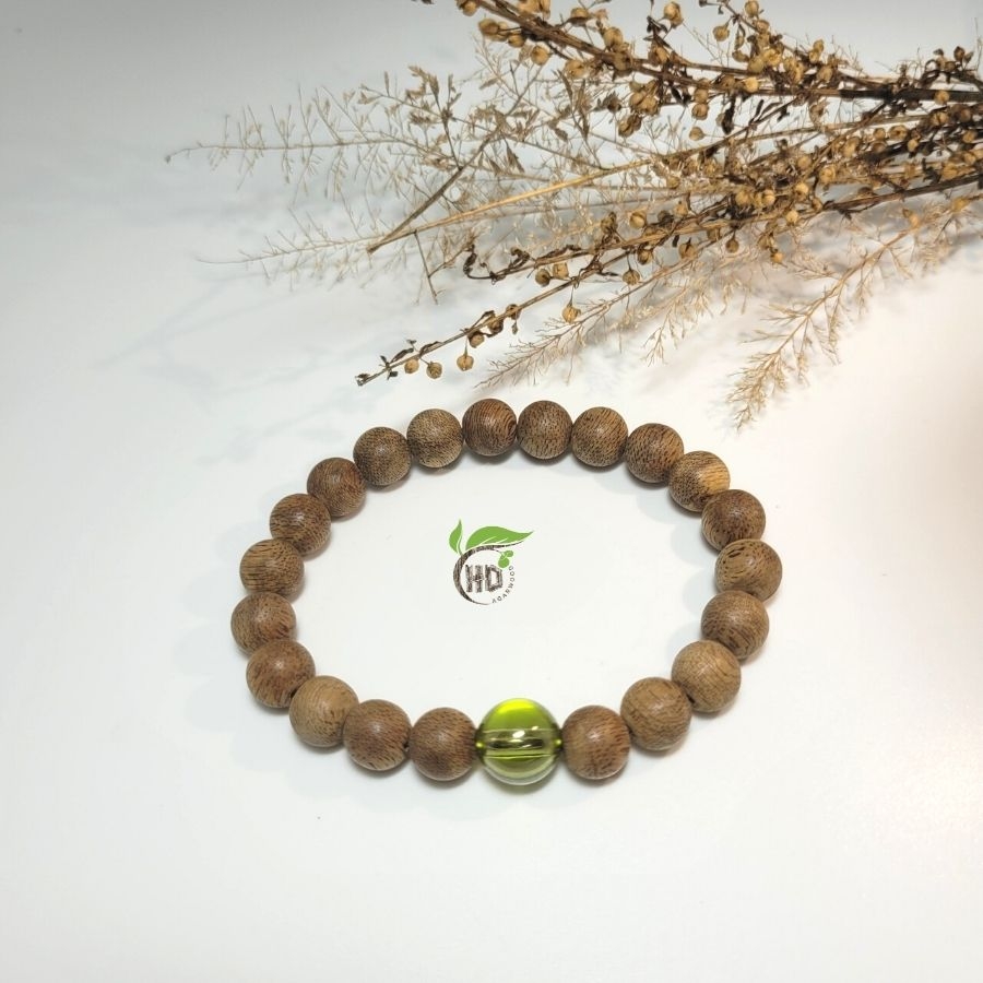 VÒNG TAY GỖ TRẦM 8MM MIX ĐÁ PHONG THỦY