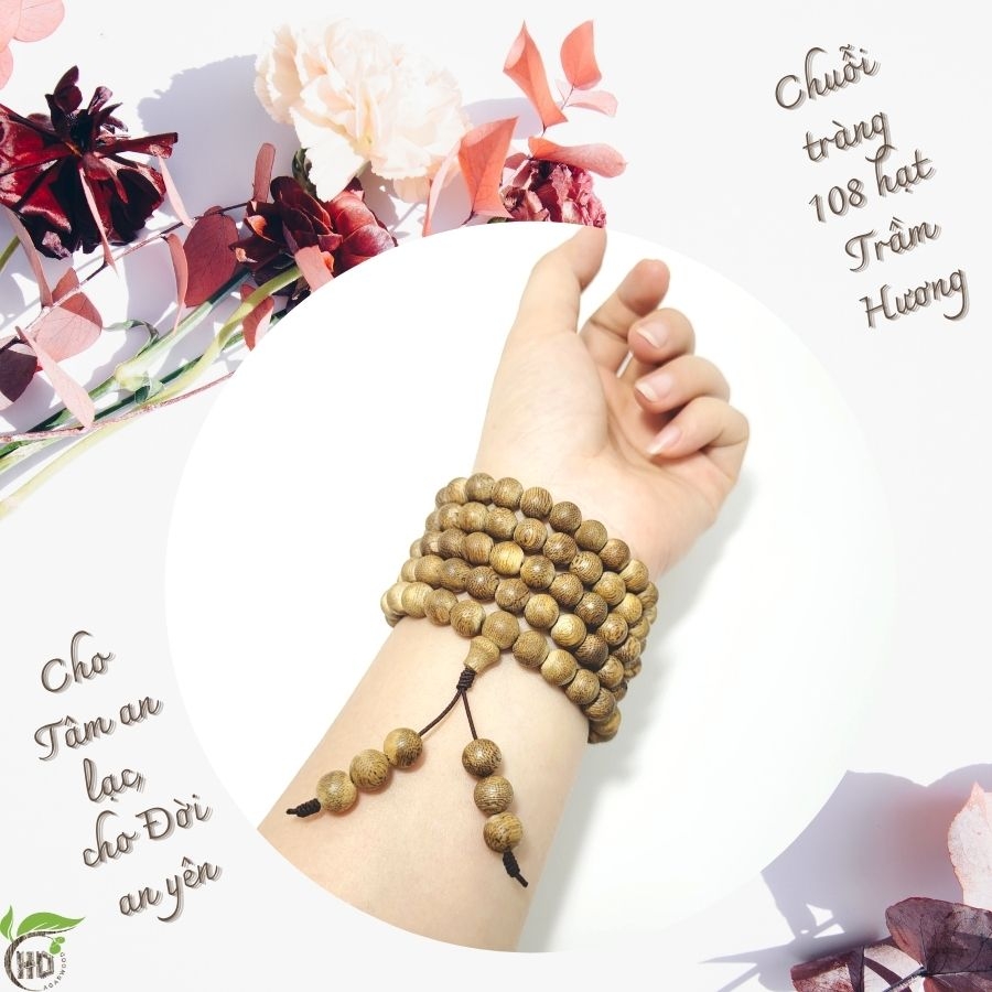 CHUỖI TRÀNG 108 HẠT TRẦM HƯƠNG TỰ NHIÊN SIZE 8MM