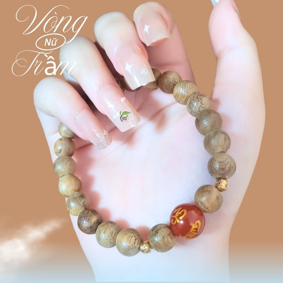 VÒNG TRẦM HƯƠNG TỰ NHIÊN NỮ SIZE 8 LY,  MIX HẠT PHONG THỦY