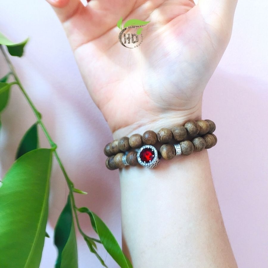 VÒNG TRẦM TỰ NHIÊN 8MM QUẤN 2 VÒNG MIX CHARM
