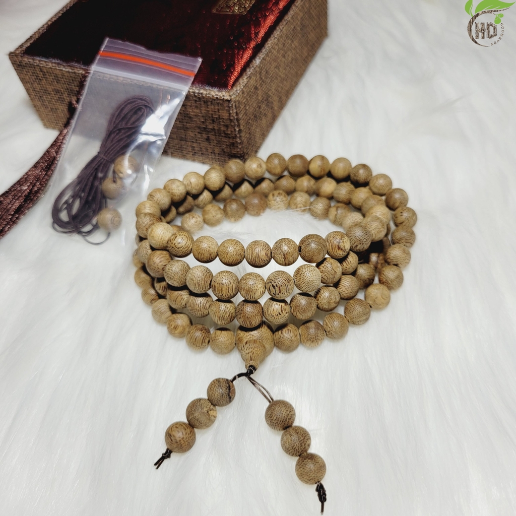 VÒNG TAY TRẦM HƯƠNG TỰ NHIÊN VIP 108 HẠT 8MM - TRẦM DÓ XÍ VIỆT NAM
