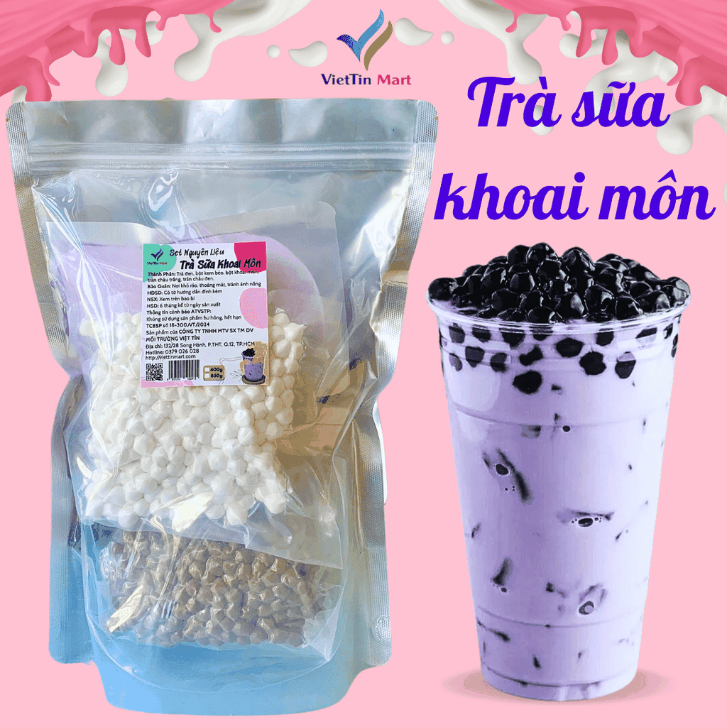 Set Nguyên Liệu Pha Trà Sữa Khoai Môn (Thành phẩm 30 35 ly) VietTin Mart