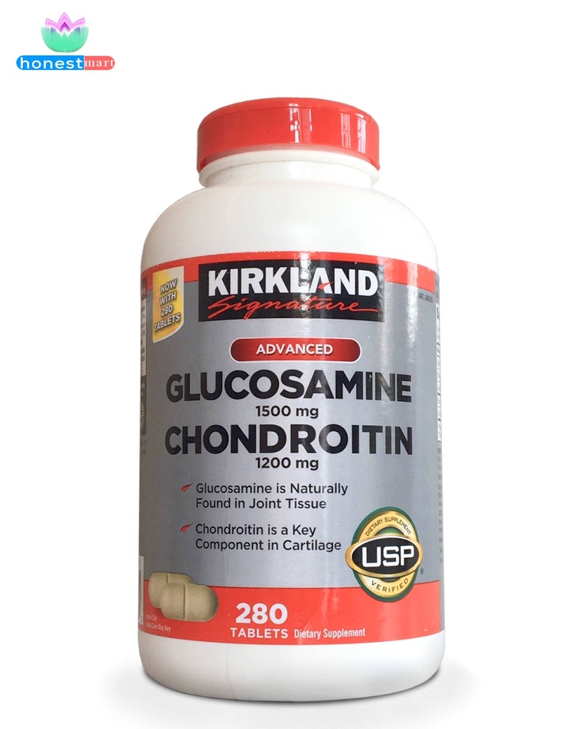 Bổ khớp Kirkland Signature Glucosamine 1500mg & Chondroitin 1200mg 280 viên Honestmart