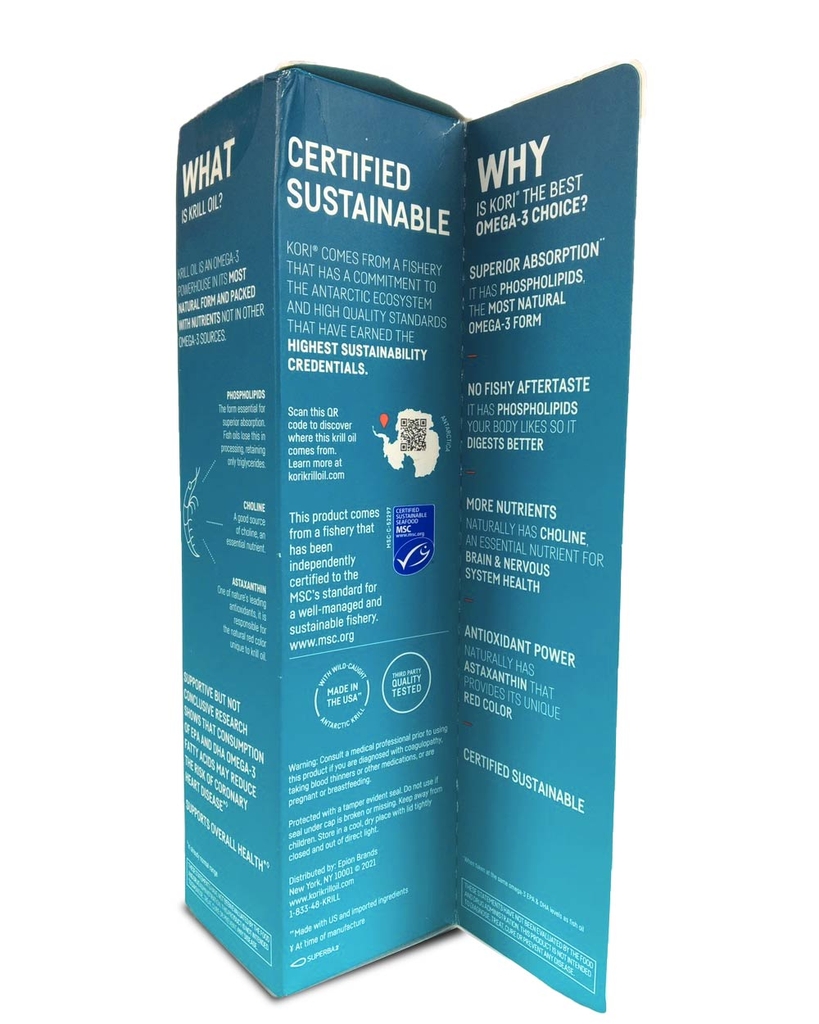 Dầu nhuyễn thể Kori Pure Antarctic Krill Oil Omega3 400mg Softgels 120