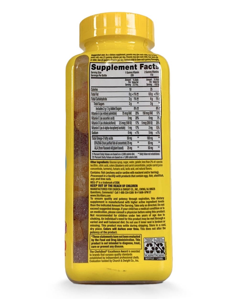 Kẹo gấu bổ sung Omega3 và DHA L’il Critters Omega3 DHA Gummy Fish 220