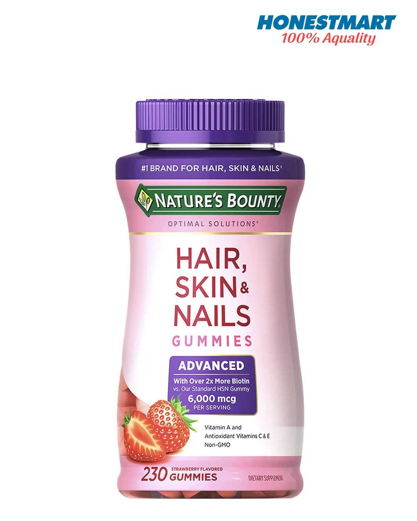 Kẹo dẻo đẹp da , móng & tóc Nature's Bounty Hair, Skin and Nails Advanced,  230 viên Honestmart