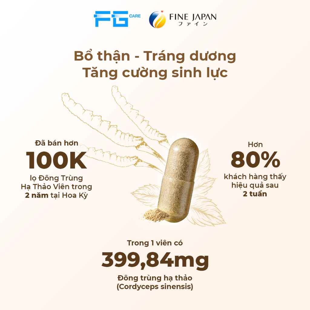 Thành phần của Đông trùng hạ thảo dạng viên FIne Japan Cordyceps
