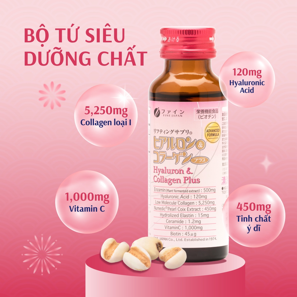 (Combo 2) Nước Uống Dưỡng Da Fine Japan Hyaluron & Collagen Plus