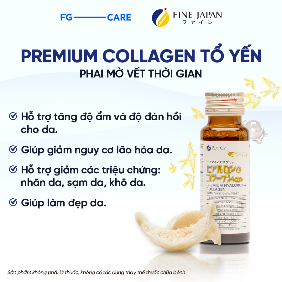 Nước uống Fine Japan Hyaluron & Collagen with Swallow's Nest 10 Chai x 50ml