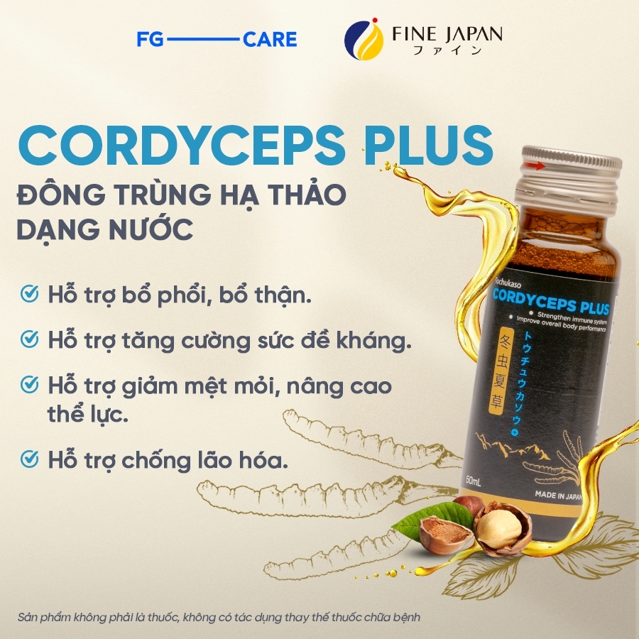 (Combo 2) Hộp Nước Uống Đông Trùng Hạ Thảo Fine Japan Cordyceps Plus