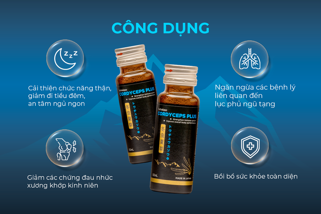 Nước Uống Đông Trùng Hạ Thảo Fine Japan Cordyceps Plus - Hộp 10 Chai X 50ml