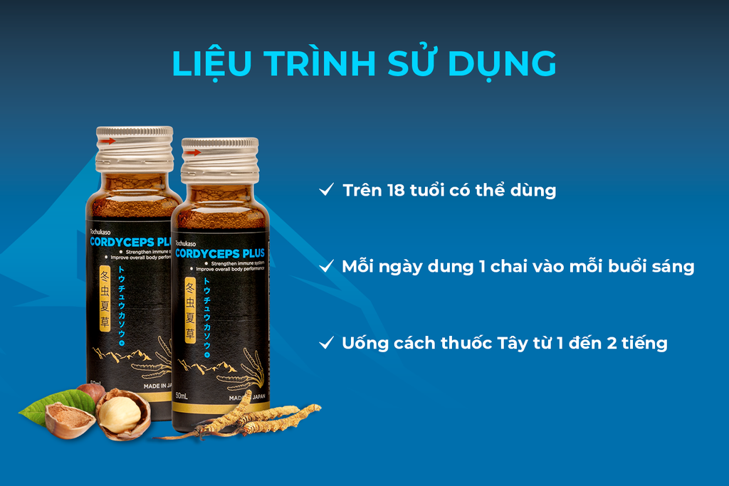 Nước Uống Đông Trùng Hạ Thảo Fine Japan Cordyceps Plus - Hộp 10 Chai X 50ml