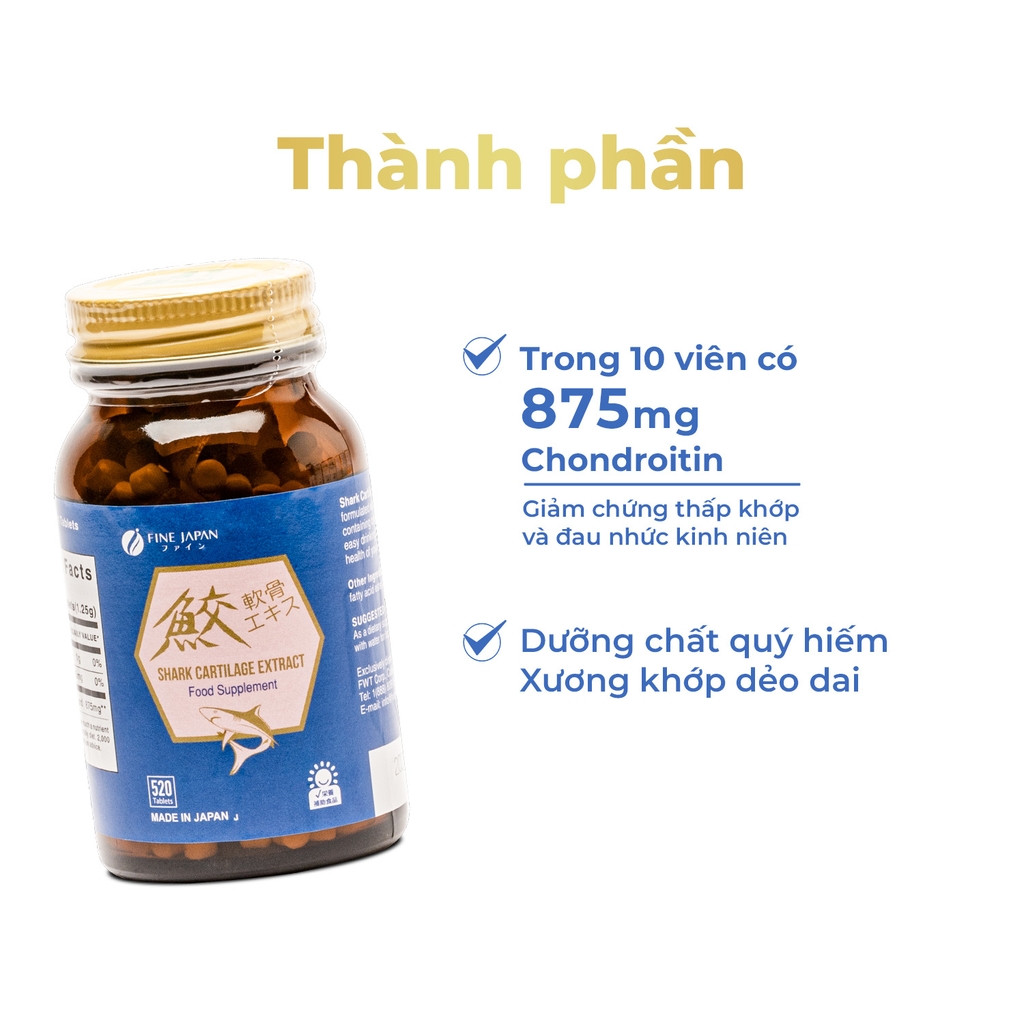 Sụn cá mập hỗ trợ sức khỏe xương khớp Fine Japan Nhật Bản