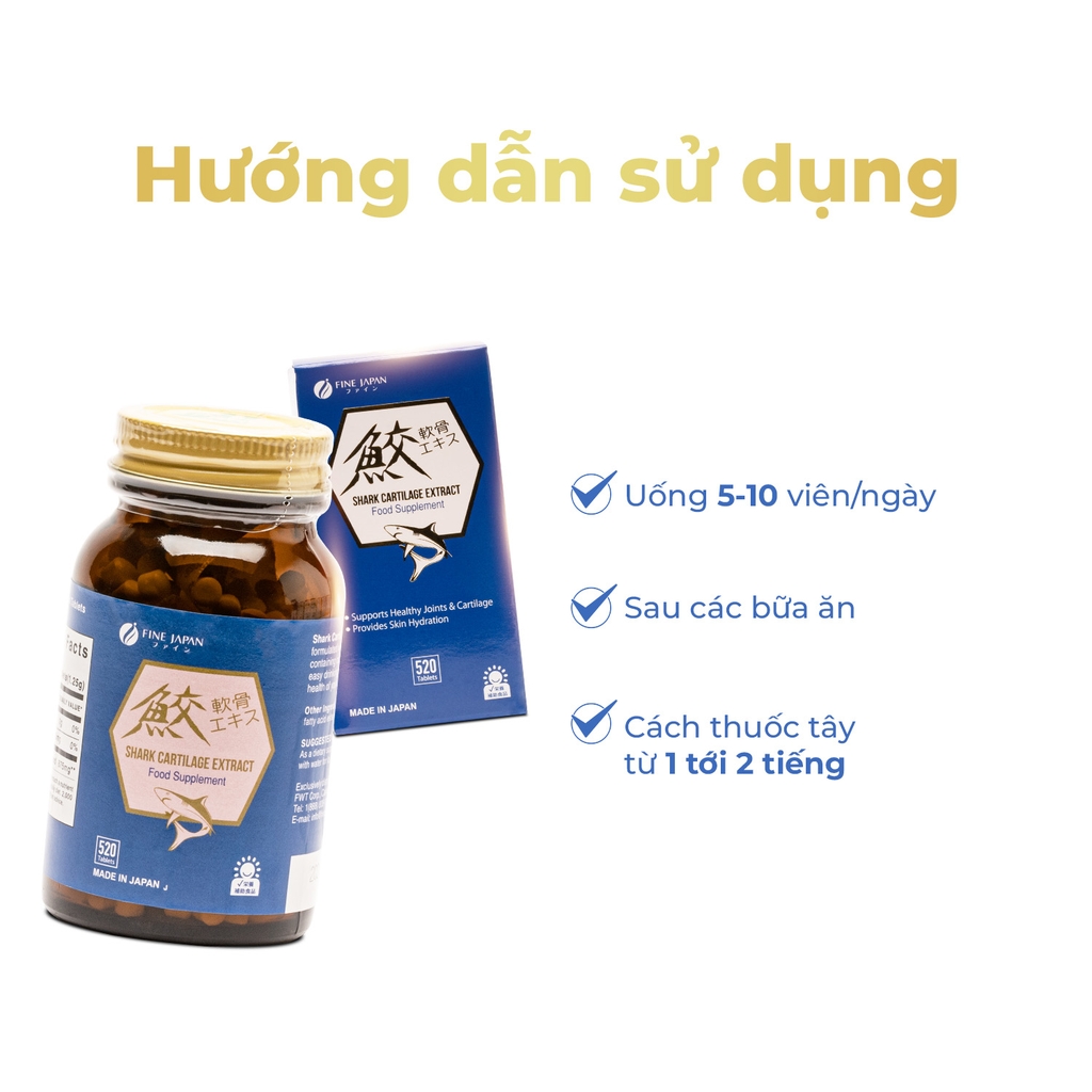 Sụn cá mập hỗ trợ sức khỏe xương khớp Fine Japan Nhật Bản