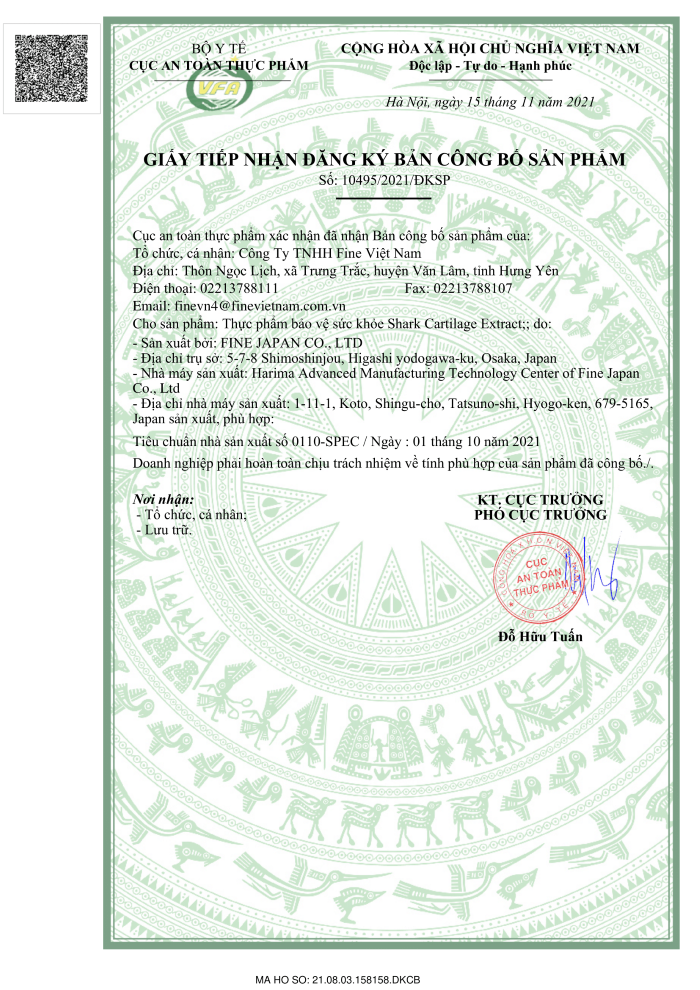 Viên uống hỗ trợ xương khớp Sụn vi cá mập Fine Japan Shark Cartilage Extract 520 viên