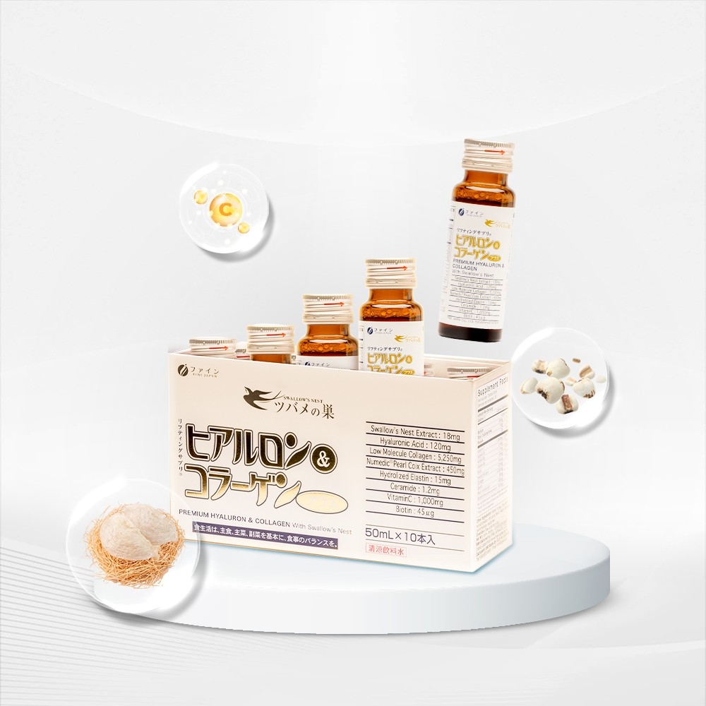 Nước uống Fine Japan Hyaluron & Collagen with Swallow's Nest 10 Chai x 50ml