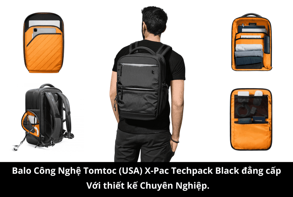 Balo Công Nghệ Tomtoc (USA) X-Pac Techpack Black đẳng cấp với thiết kế Chuyên Nghiệp.