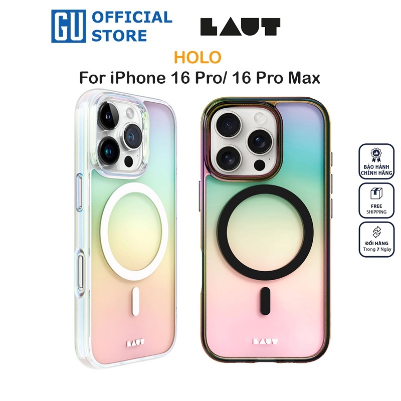 Ốp Lưng LAUT HOLO Cho iPhone 16 Pro/16 Pro Max: Dải Cực Quang 3 Chiều Tuyệt Đẹp