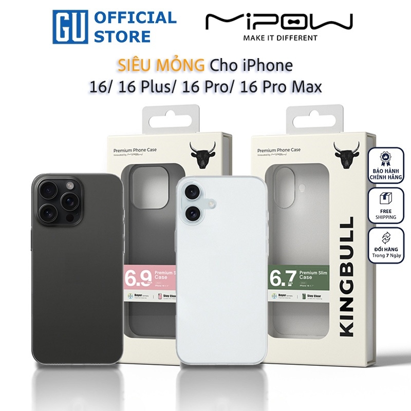 Giá Yêu Thương - Ốp Lưng MIPOW Premium Ultra Slim Matte Cho Các dòng iPhone 16