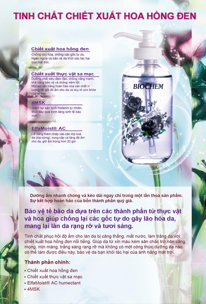 Tinh chất dưỡng da Biochem chiết xuất hoa hồng đen