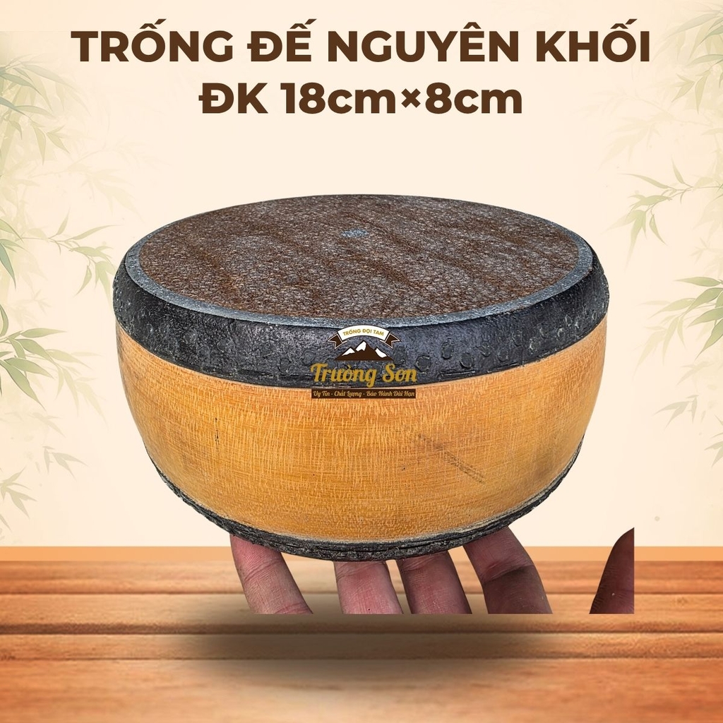 Trống Đế Nguyên Khối 18×8cm Gỗ Mít Da Trâu