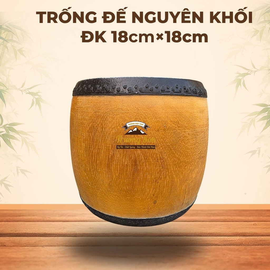 Trống Đế Nguyên Khối 18×18cm Gỗ Mít Da Trâu