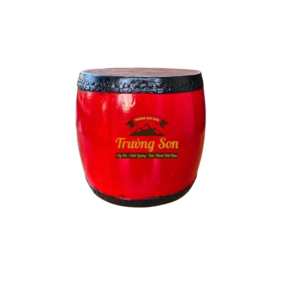 Trống Đế 18×18cm Tang Ghép Gỗ Mít Sơn Đỏ – Mặt Da Trâu