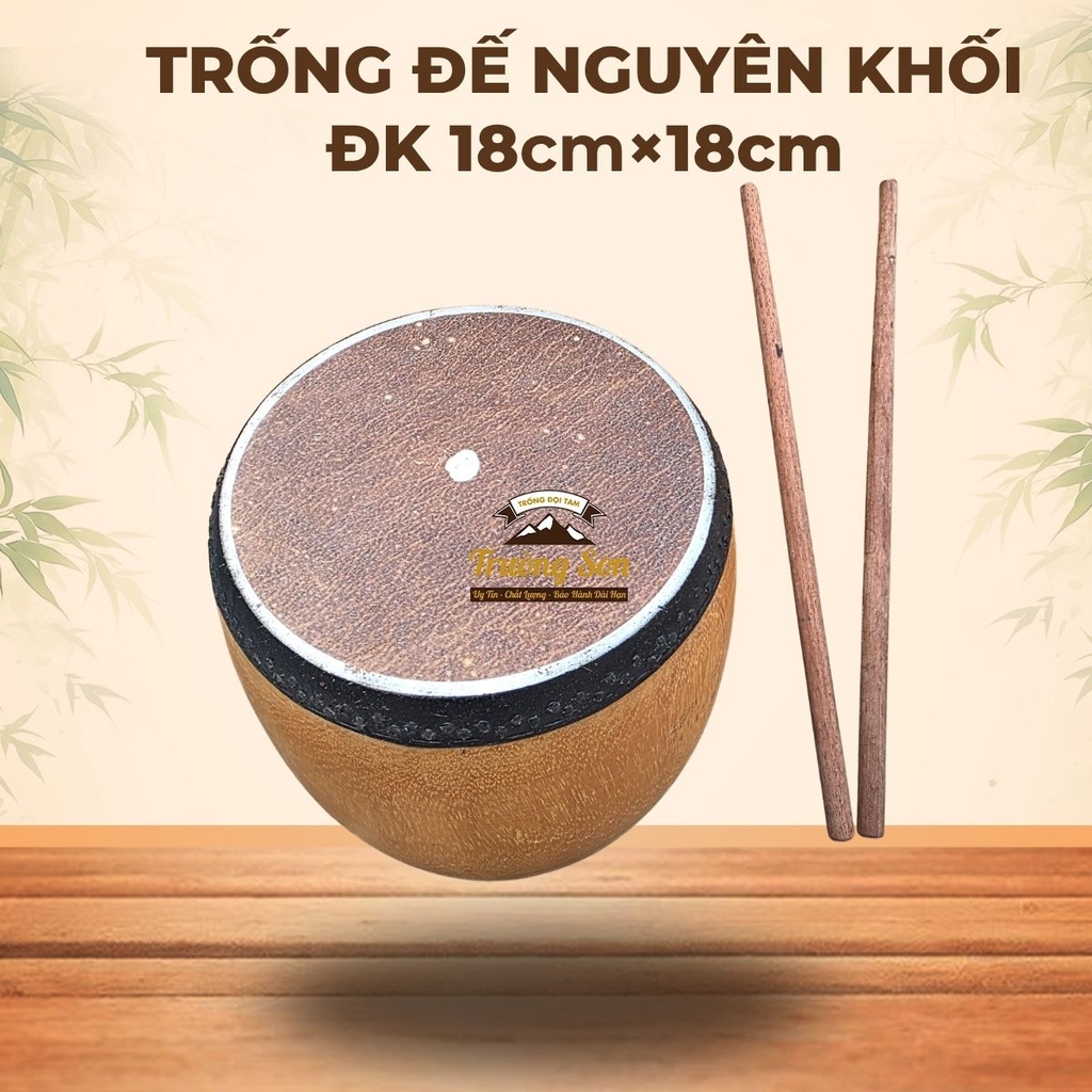 Trống Đế Nguyên Khối 18×18cm Gỗ Mít Da Trâu